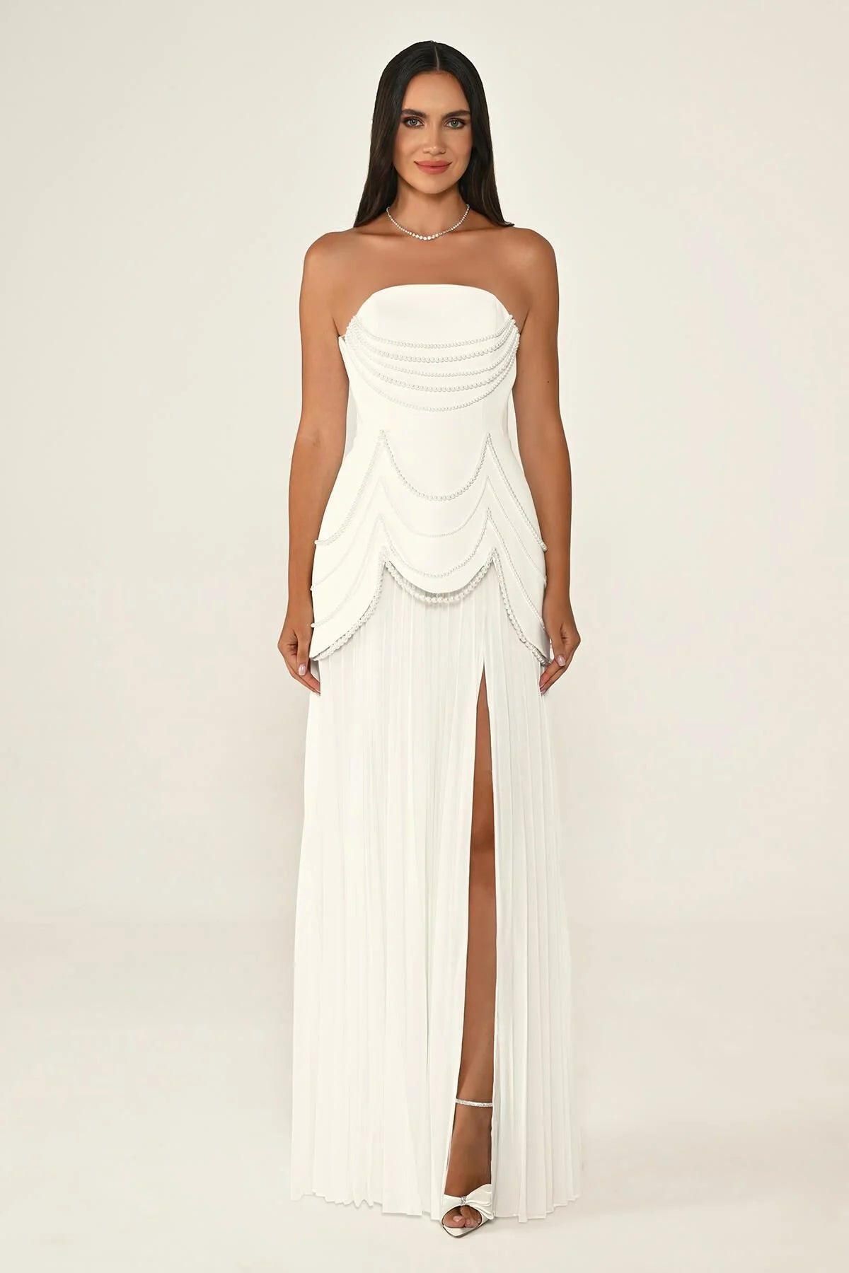 knee length dresses for ladies AMARANTA MAXI DRESS WHITE